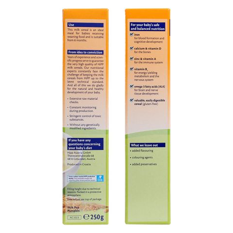 Bột ăn dặm HiPP 250g dinh dưỡng sữa và rau củ (Bí đỏ)