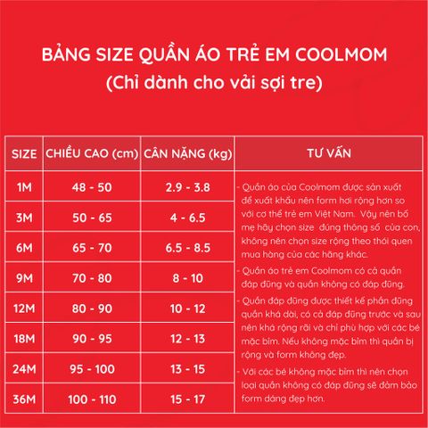 Bộ dài tay cài vai Coolmom chất liệu sợi tre cao cấp CM-0018