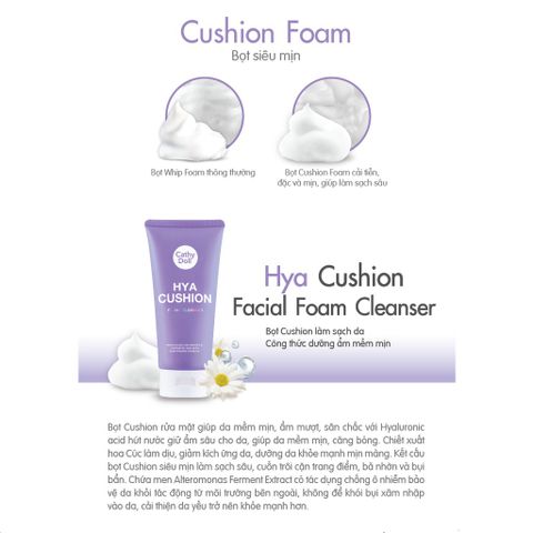 Sữa rửa mặt tạo bọt dưỡng ẩm da Cathy Doll Hya Cushion Facial Foam Cleanser 120ml