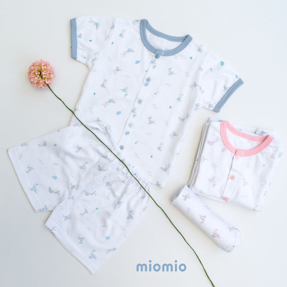 Bộ ngắn tay Miomio cài giữa họa tiết Thỏ mỏng mát