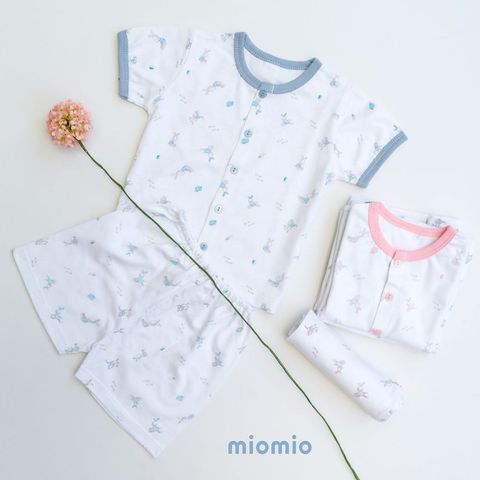 Bộ ngắn tay Miomio cài giữa họa tiết Thỏ mỏng mát