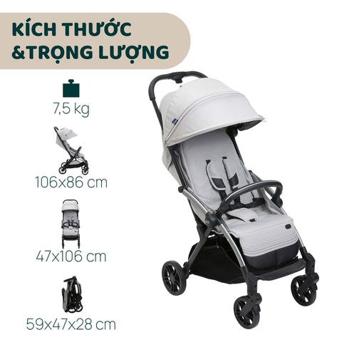 Xe đẩy cho bé Chicco Goody Xplus (1 chiều - Màu Xám ngọc trai)