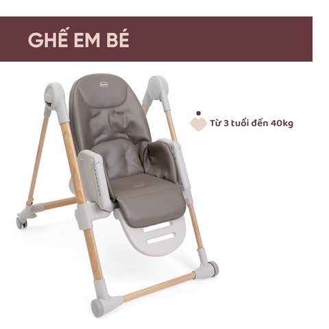 Ghế ăn Chicco Polly Armonia đa năng 3 trong 1 - Màu nâu
