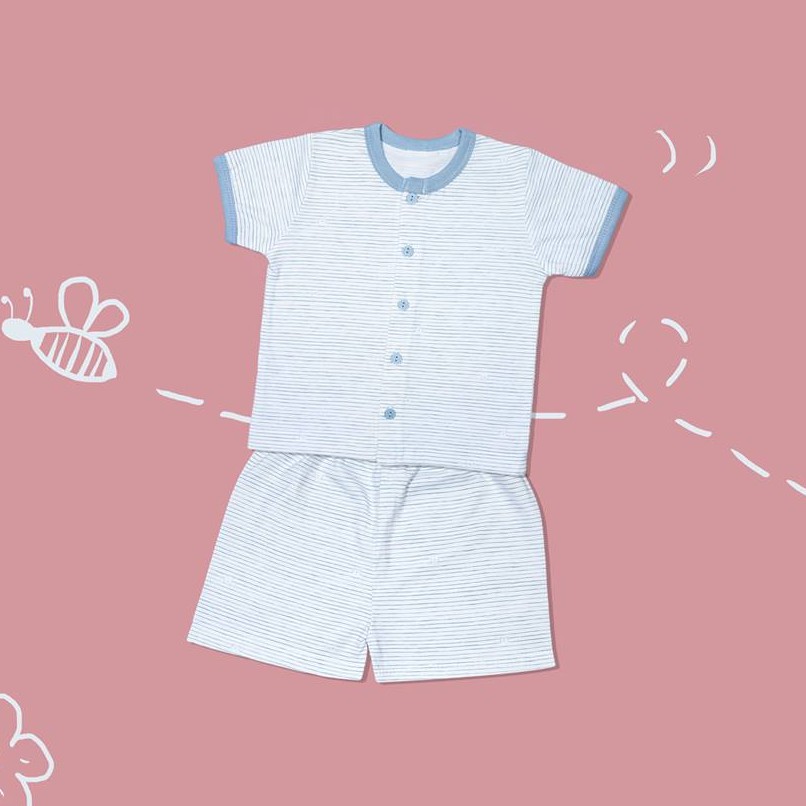 Bộ ngắn tay Miomio cài giữa họa tiết Sọc mỏng mát