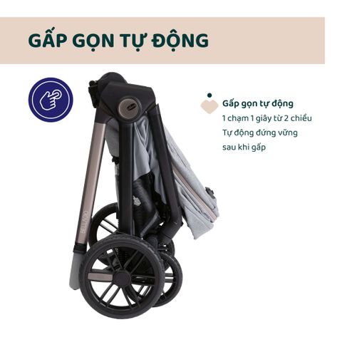 Xe đẩy cho bé Chicco gấp gọn tự động Bellagio (2 chiều - Màu ghi đá)