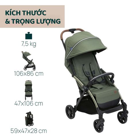 Xe đẩy cho bé Chicco Goody Xplus (1 chiều - Màu Xanh ánh rêu)