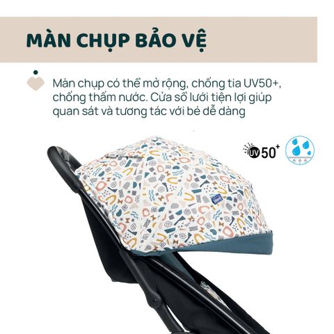 Xe đẩy cho bé Chicco Glee (1 chiều - Màu xanh có hoạ tiết)