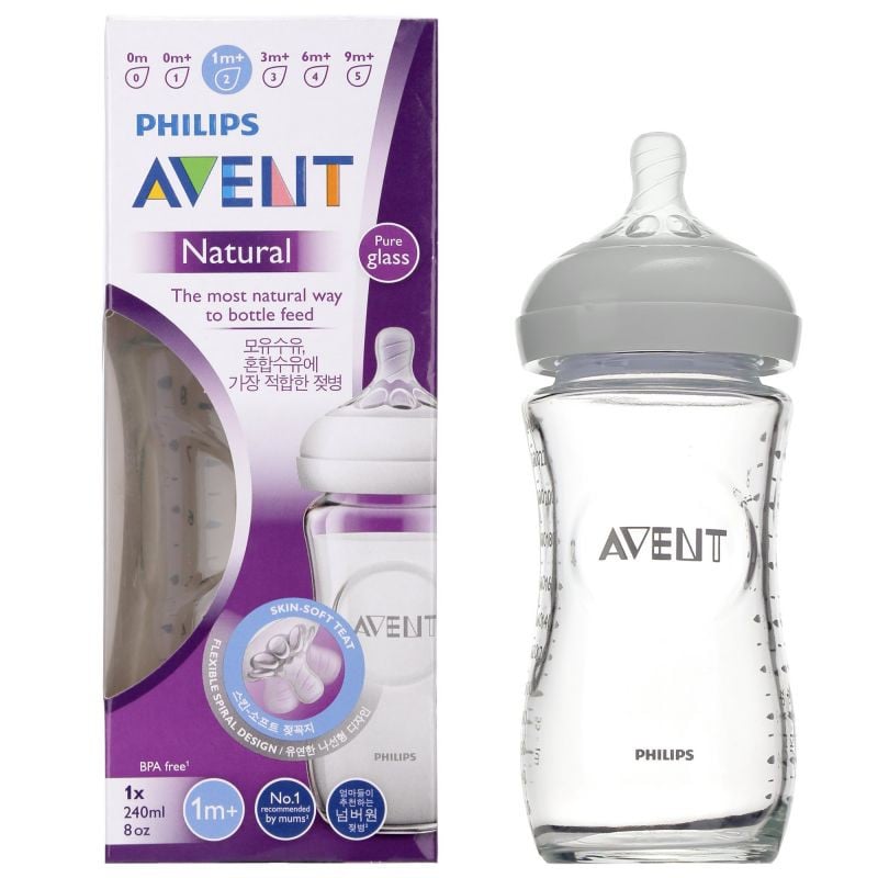Bình sữa thủy tinh Philips Avent Natural 120ml / 240ml mô phỏng tự nhiên