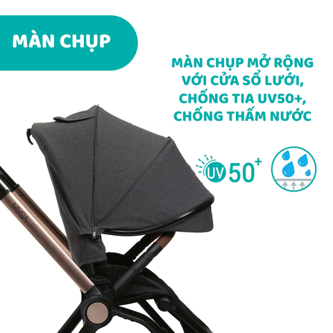 Xe đẩy cho bé Chicco Premium Mysa - Màu Đen Satin