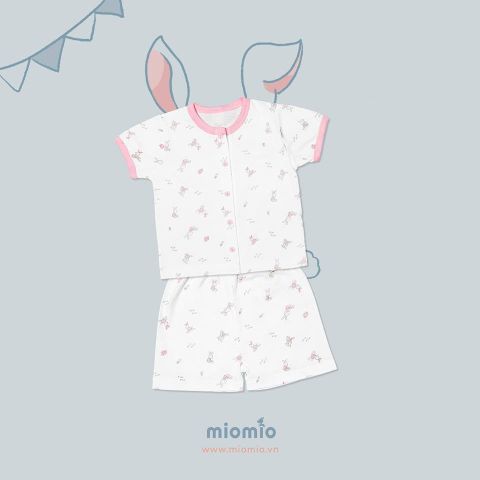Bộ ngắn tay Miomio cài giữa họa tiết Thỏ mỏng mát