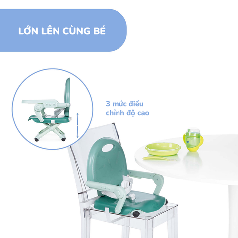 Ghế ăn dặm gấp gọn Chicco Pocket Snack Xanh bạc hà