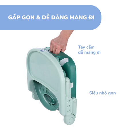 Ghế ăn dặm gấp gọn Chicco Pocket Snack Xanh bạc hà