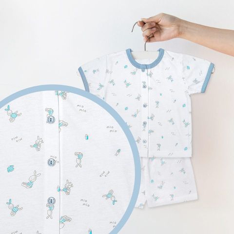 Bộ ngắn tay Miomio cài giữa họa tiết Thỏ mỏng mát
