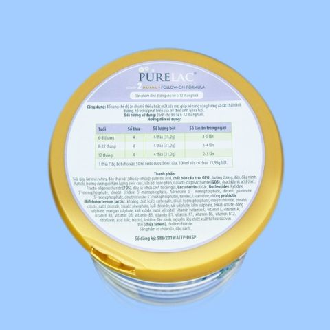 Sữa bột dinh dưỡng PureLac Royal Plus Stage 2 cho trẻ 6-12 tháng tuổi 800G