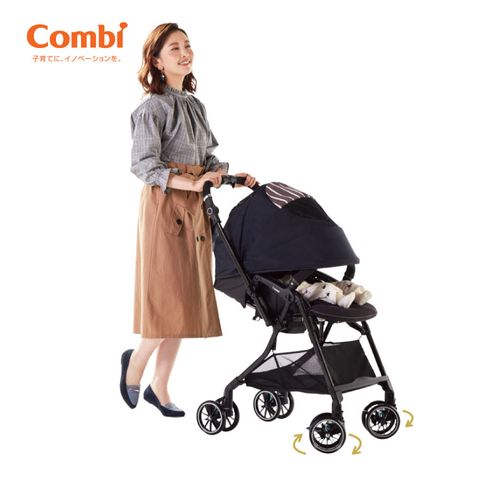 Xe đẩy cho bé Combi Handy 4X Air (2 chiều - Màu kẻ đen)