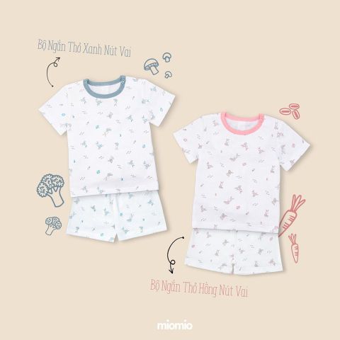 Bộ ngắn tay Miomio cài vai / 100% cotton / mỏng mát