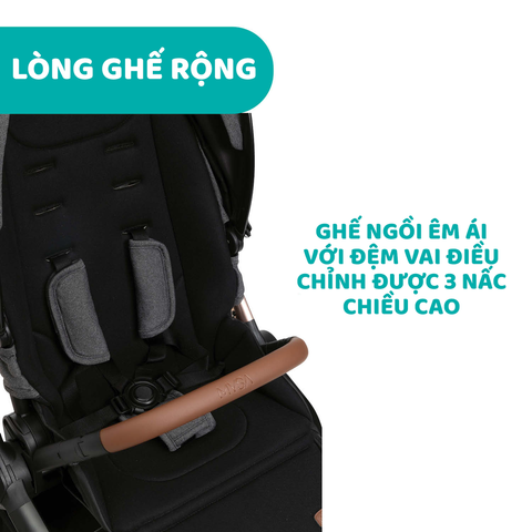 Xe đẩy cho bé Chicco Premium Mysa - Màu Đen Satin