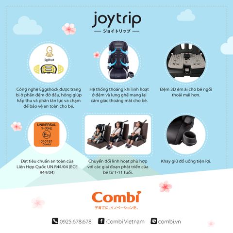 Ghế ngồi ô tô cho bé Combi Joytrip Plus màu New Black