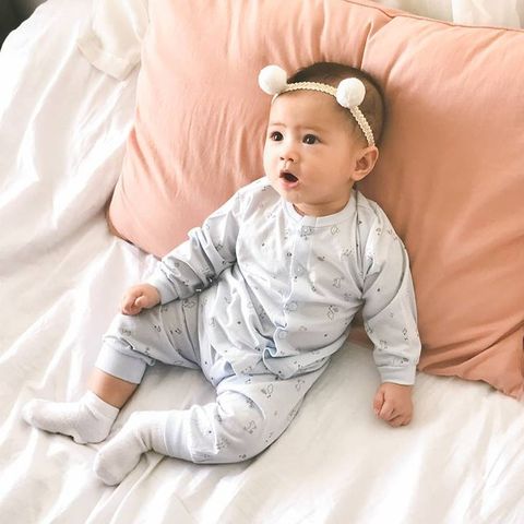 Bộ sơ sinh dài tay Miomio cài giữa họa tiết Mèo mỏng mát