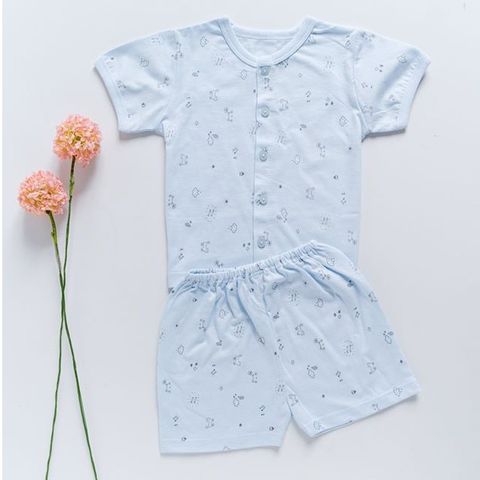 Bộ ngắn tay Miomio cài giữa họa tiết Mèo mỏng mát