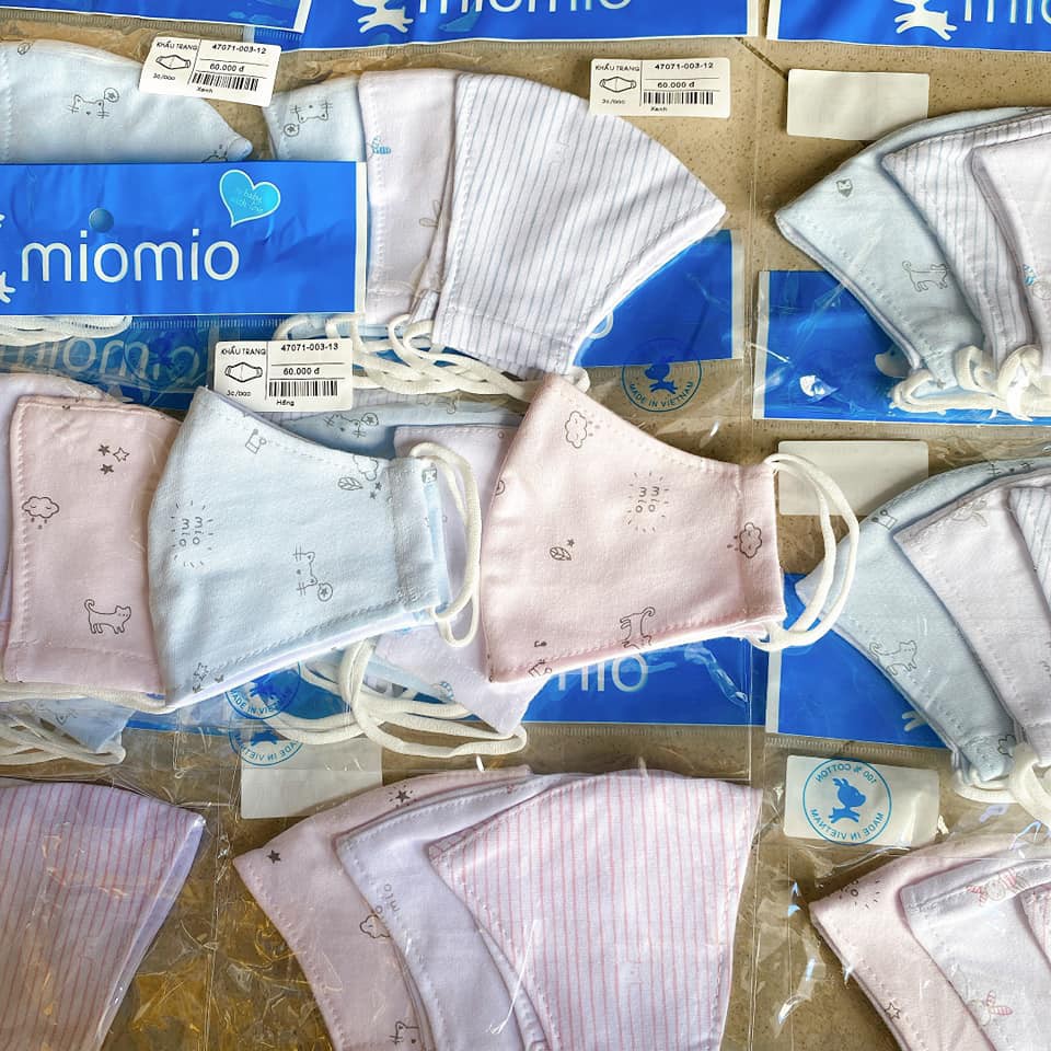 Khẩu trang vải Miomio 100% cotton mềm mại, thấm hút tốt