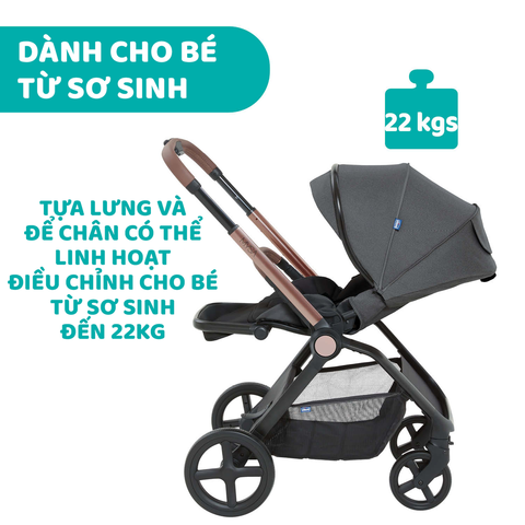 Xe đẩy cho bé Chicco Premium Mysa - Màu Đen Satin