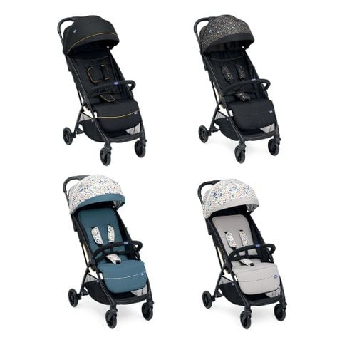 Xe đẩy cho bé Chicco Glee (1 chiều - Màu đen có hoạ tiết)