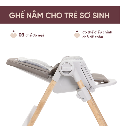 Ghế ăn Chicco Polly Armonia đa năng 3 trong 1 - Màu nâu