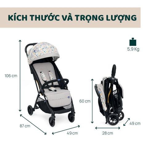 Xe đẩy cho bé Chicco Glee (1 chiều - Màu be)