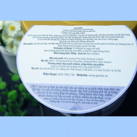 Sữa bột dinh dưỡng PureLac Royal Plus Stage 2 cho trẻ 6-12 tháng tuổi 800G