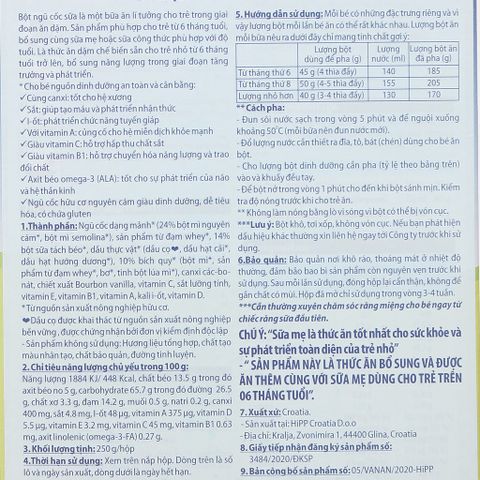 Bột ăn dặm HiPP 250g chúc ngủ ngon dinh dưỡng sữa bích quy