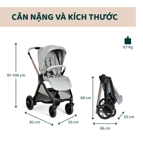 Xe đẩy cho bé Chicco gấp gọn tự động Bellagio (2 chiều - Màu ghi đá)