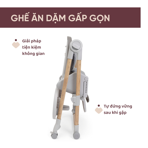 Ghế ăn Chicco Polly Armonia đa năng 3 trong 1 - Màu nâu