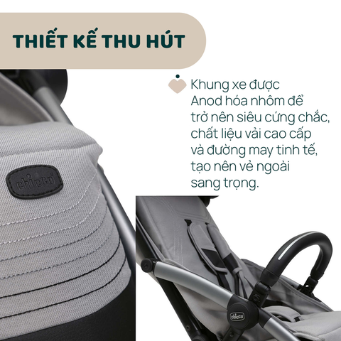 Xe đẩy cho bé Chicco Goody Xplus (1 chiều - Màu Xám ngọc trai)