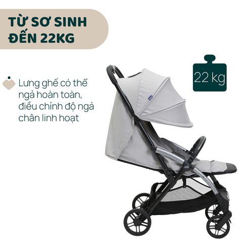 Xe đẩy cho bé Chicco Goody Xplus (1 chiều - Màu Xám ngọc trai)
