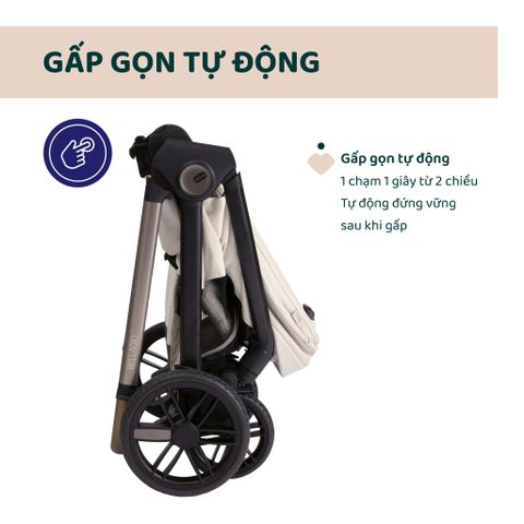 Xe đẩy cho bé Chicco gấp gọn tự động Bellagio (2 chiều- Màu be ánh kim)