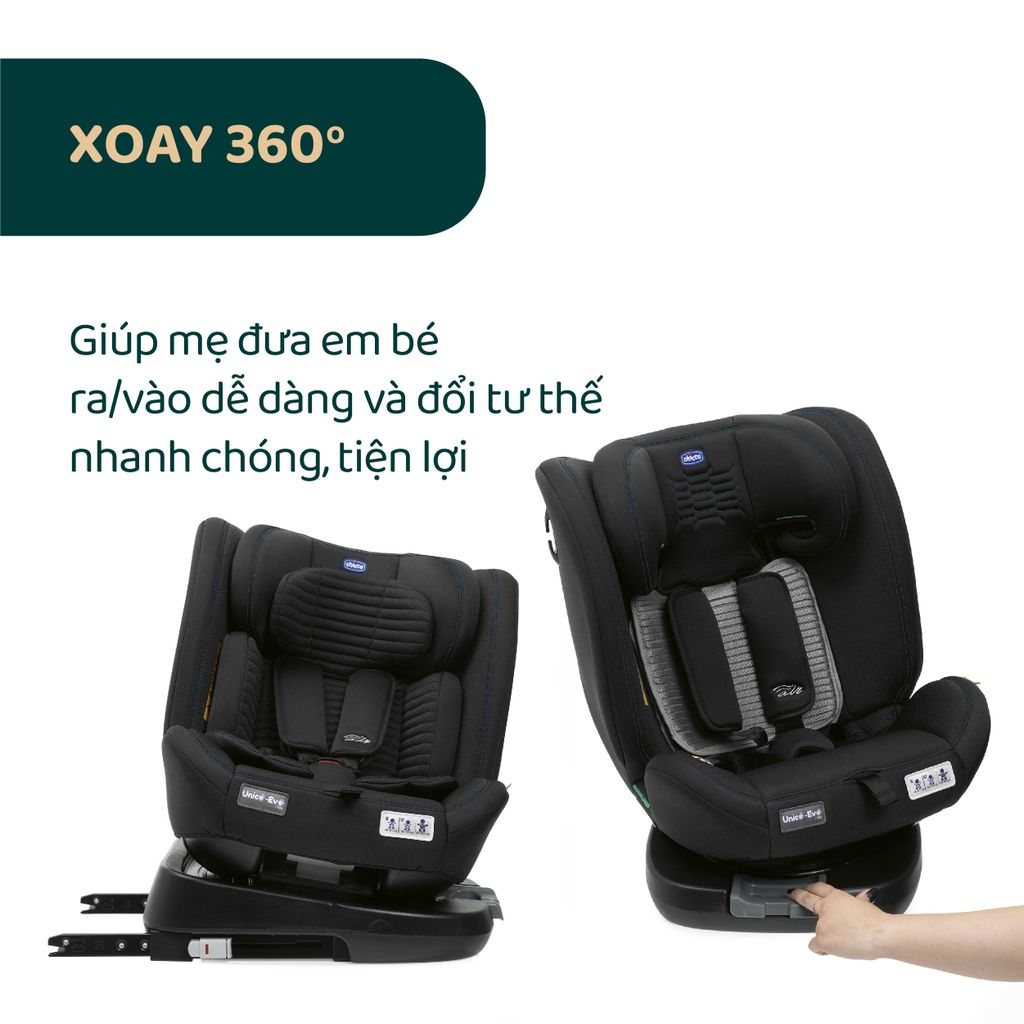 Ghế ô tô Chicco Unico Evo Air xoay 360˚ ISOFIX- Màu Đen – Coolmom