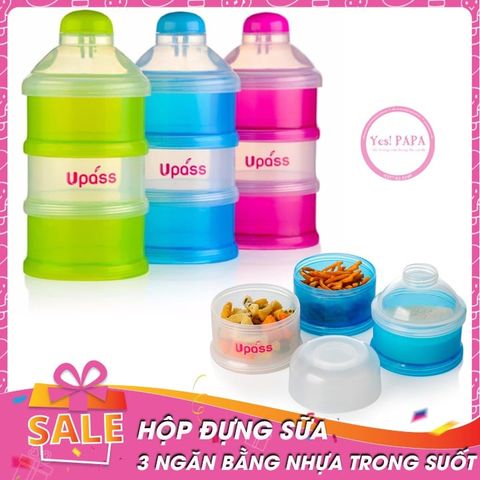 Hộp đựng sữa bột 3 ngăn UPASS có nắp lật UP8010N