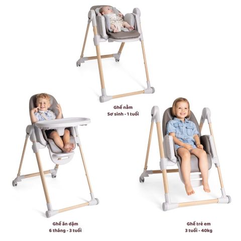 Ghế ăn Chicco Polly Armonia đa năng 3 trong 1 - Màu nâu