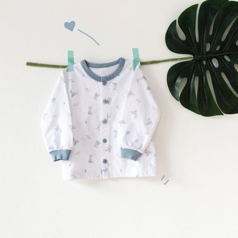 Bộ sơ sinh dài tay Miomio cài giữa họa tiết Thỏ mỏng mát