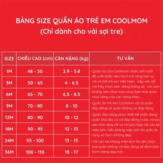 Bộ dài tay cài giữa Coolmom chất liệu sợi tre cao cấp CM-0017