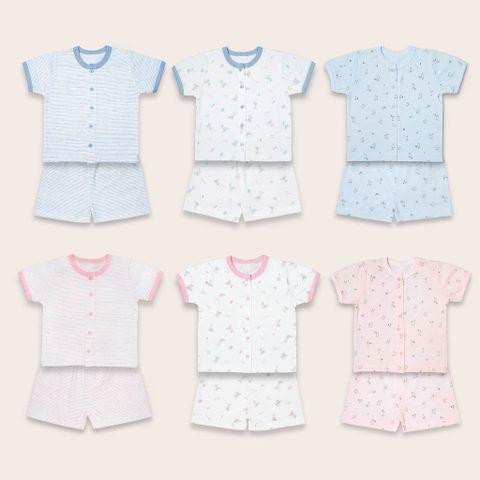 Bộ sơ sinh ngắn tay Miomio cài giữa mỏng mát