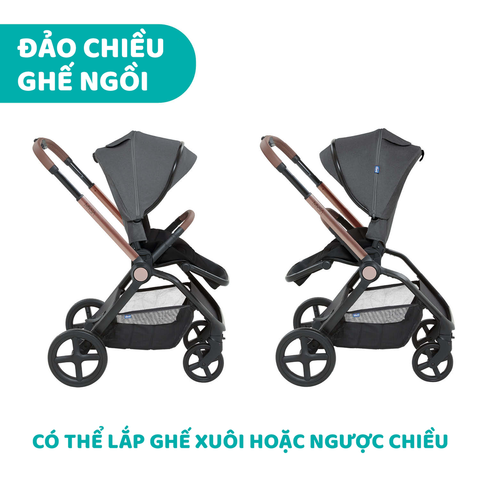 Xe đẩy cho bé Chicco Premium Mysa - Màu Đen Satin