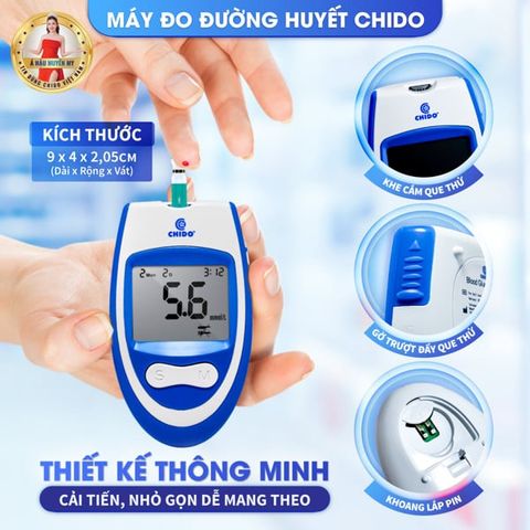 Máy đo đường huyết CHIDO GML-79 (tặng hộp 50 que thử + gói 50 kim lấy máu)
