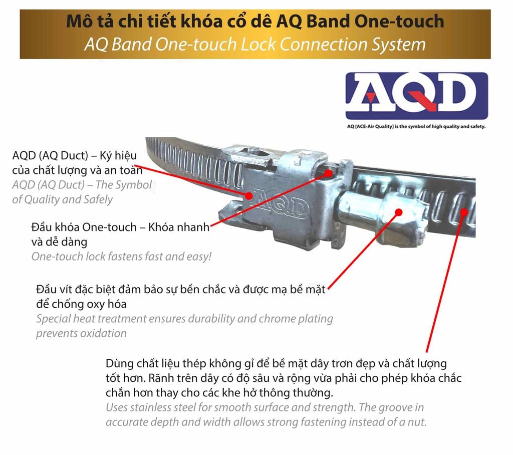 Đai xiết ống gió mềm (Cổ dê) Inox Hàn Quốc DAEHAN - D-1002
