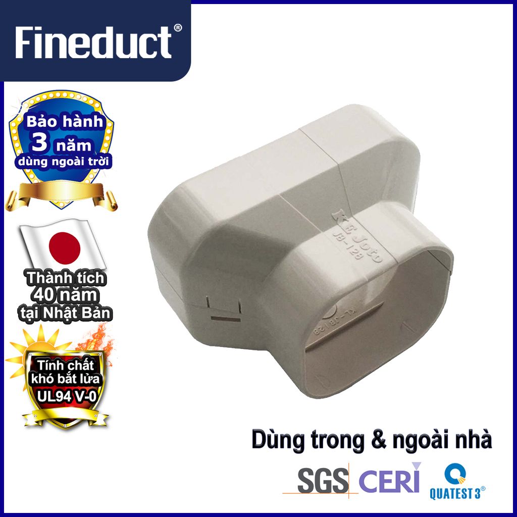 Trunking Nhựa Fineduct Nối Giảm Ống Cứng Màu Ngà JB - 108/128/1210 [Hộp che ống đồng máy lạnh / Air Conditioner Line Set cover]