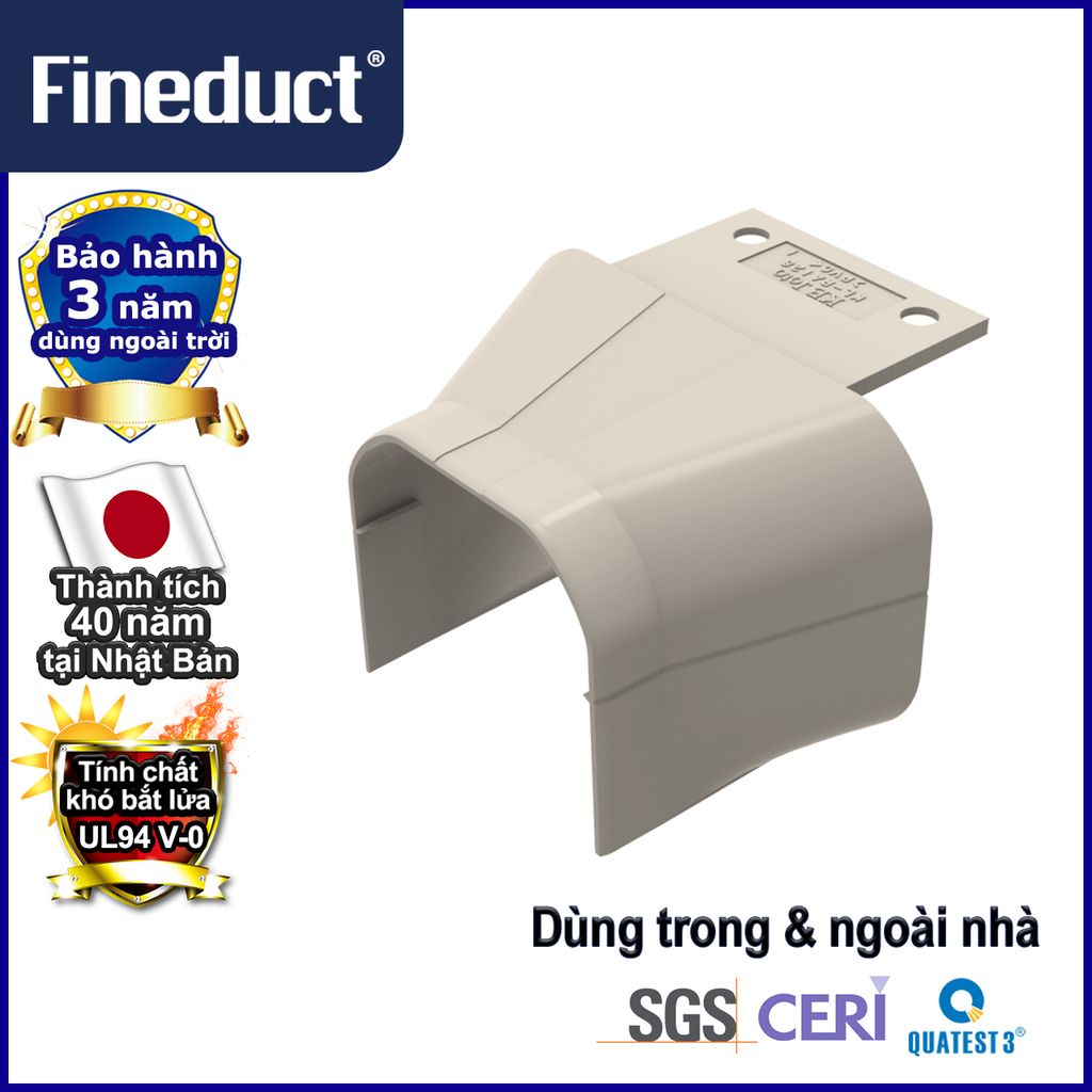 Trunking Nhựa Fineduct Nối Giảm Màu Ngà RA - 128/1408 (1008/1210/1412) [Hộp che ống đồng máy lạnh / Air Conditioner Line Set cover]