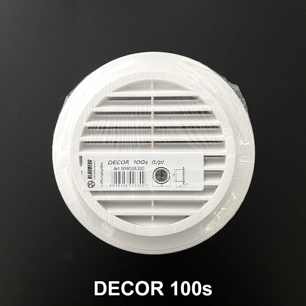 Cửa gió tròn nhựa (cổ tròn và lưới côn trùng)  BLAUBERG - DECOR  80s/ 100s/ 125s/ 150s - Hàng nhập khẩu chính hãng