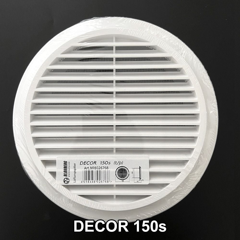 Cửa gió tròn nhựa (cổ tròn và lưới côn trùng)  BLAUBERG - DECOR  80s/ 100s/ 125s/ 150s - Hàng nhập khẩu chính hãng
