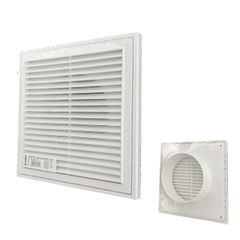 Cửa gió louver nhựa vuông (cổ mặt bích tròn và lưới côn trùng) BLAUBERG - DECOR 140*140/100s - 180*180/125s - 250*250/150s - Hàng nhập khẩu chính hãng